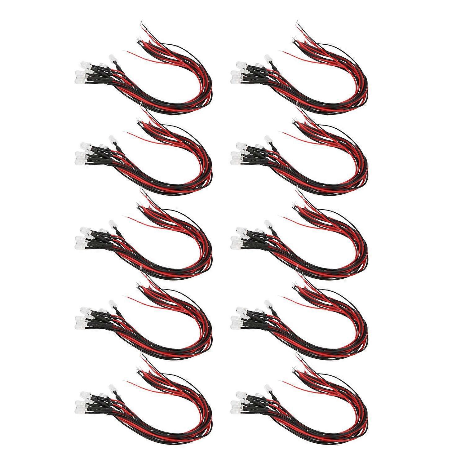 50 Stück Led-leuchtdioden Mit Rundem Kopf, Hohe Helligkeit, 20 Cm, 5 Mm, 12 V (weißes Licht)