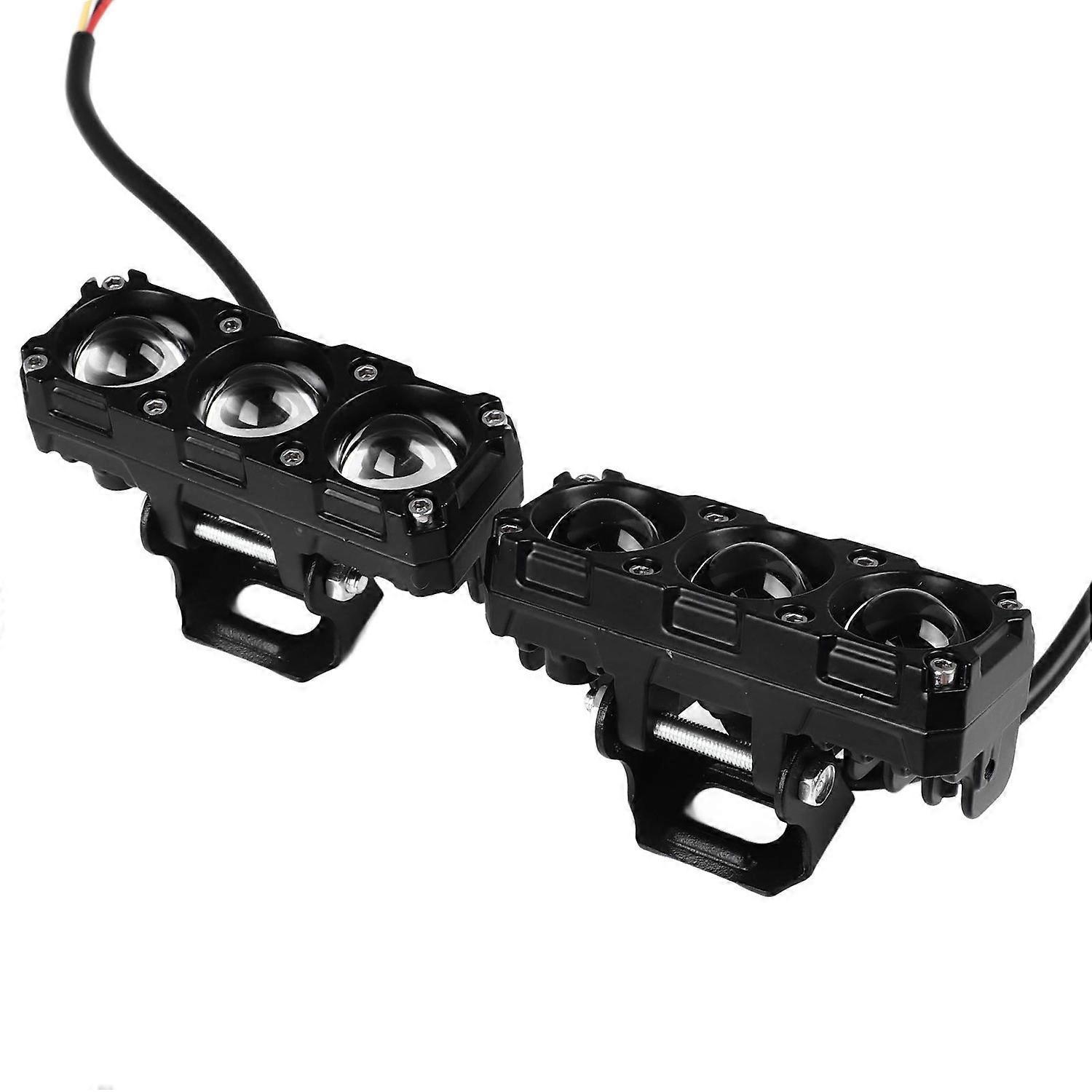 Paar Motorrad-led-scheinwerfer, Wasserdicht, Weiß-gelb, Zweifarbiges Fern- Und Abblendlicht, 3 Linsen, Nebelscheinwerfer