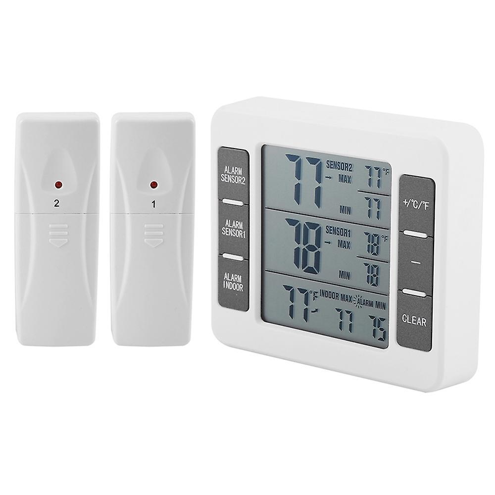 Kabelloses Digitales Kühlschrankthermometer Mit Akustischem Alarm, Innen- Und Außenthermometer Mit Sensor, Freez-2-weiß