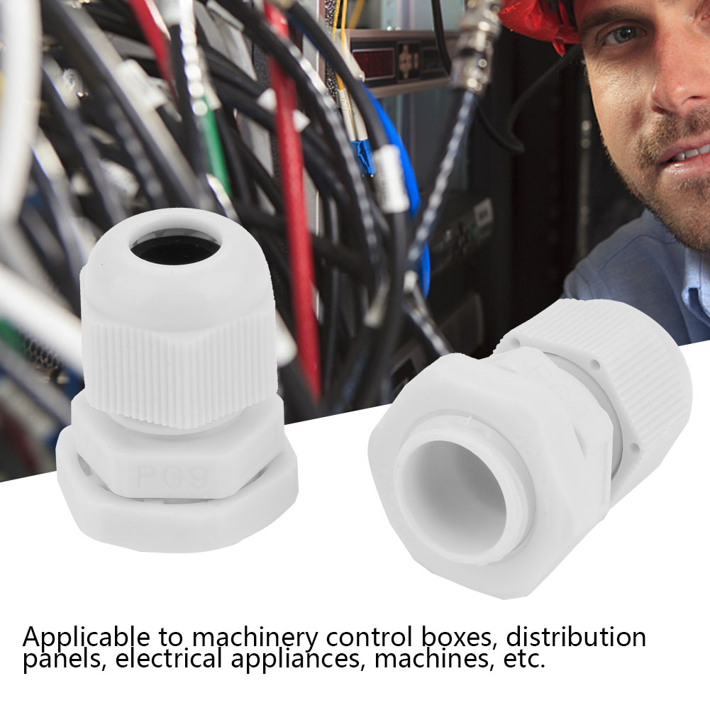 10 Stück/set Ip68 Wasserdichte Weiße Nylon-kunststoff-kabelverschraubungen (pg9)