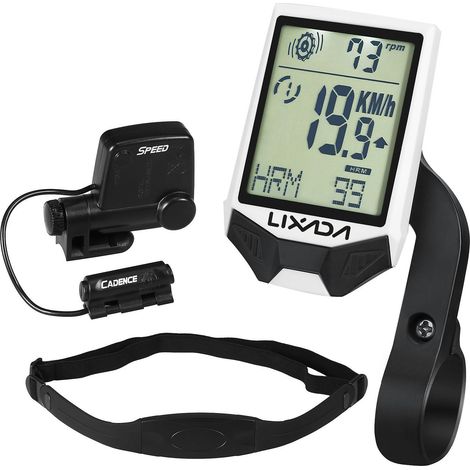 Kabelloser Fahrradcomputer Mit Herzfrequenzsensor, Multifunktional, Wasserdicht, Mit Weißem Hintergrundbeleuchtungsdisplay