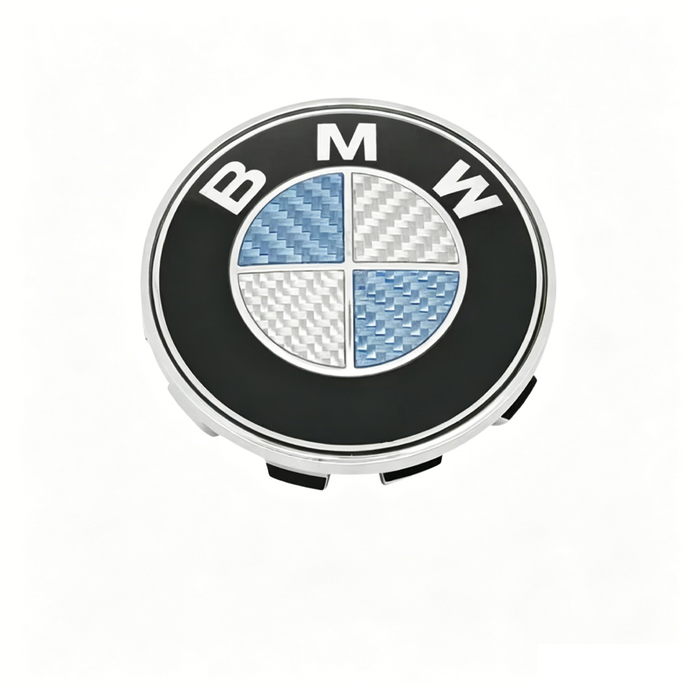 Satz Mit 4 Radnabenkappen (68 Mm) Für Bmw 1er, 3er, 5er, 7er, X1, X3, X4, X5, X6, Felgenmitte Im Carbonfaser-look, Blau-weiß, 4 Stück