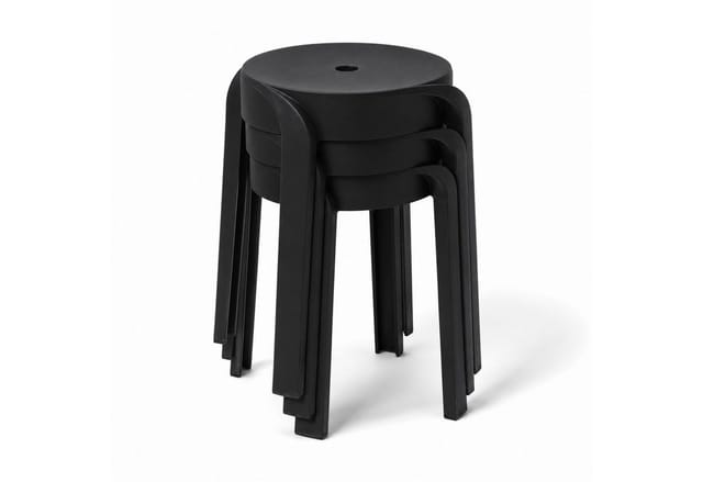 Hocker Schwarz 45m Stapelbar-lf7000010-schwarz
