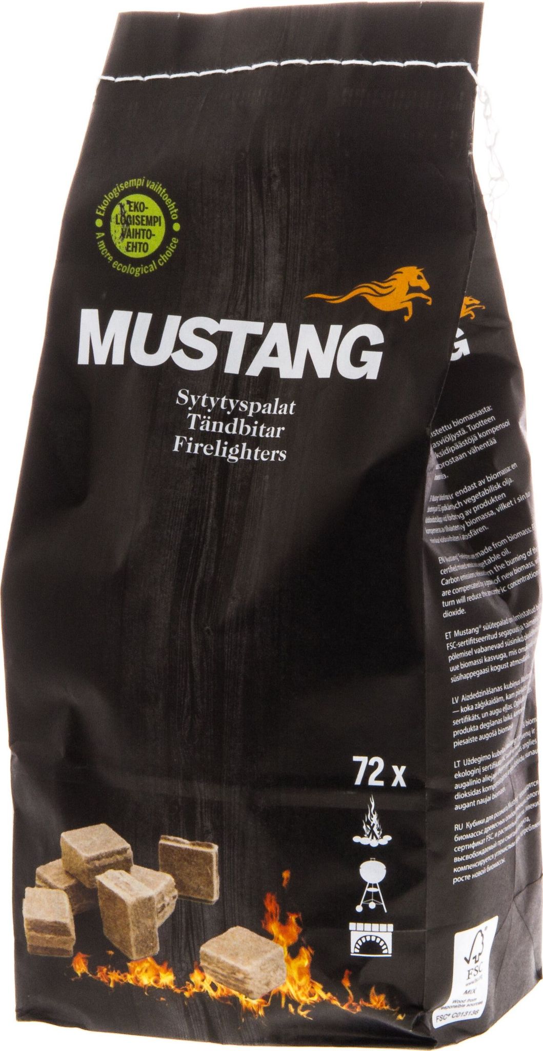 Feueranzünderwürfel Mustang Ökologisch 72 Stück Pflanzenöl