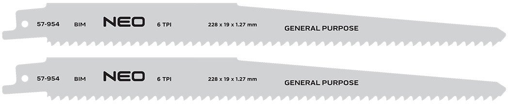 Sägeblätter Neo 228 X 19 X 1.27 Mm 6 Tpi Bim 2 Stück