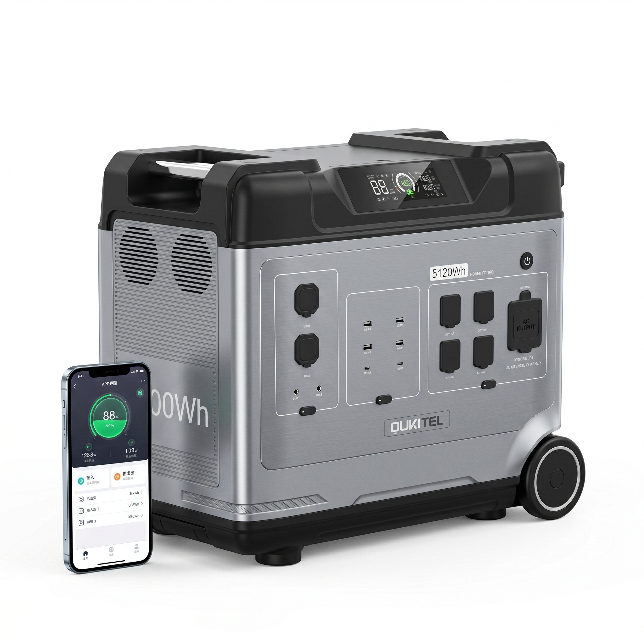 Oukitel P5000e Pro 5120wh 4000w Tragbare Powerstation Lifepo4, Generator Mit Reiner Sinuswelle, Ac/dc/usb, Schnellladung, Camping