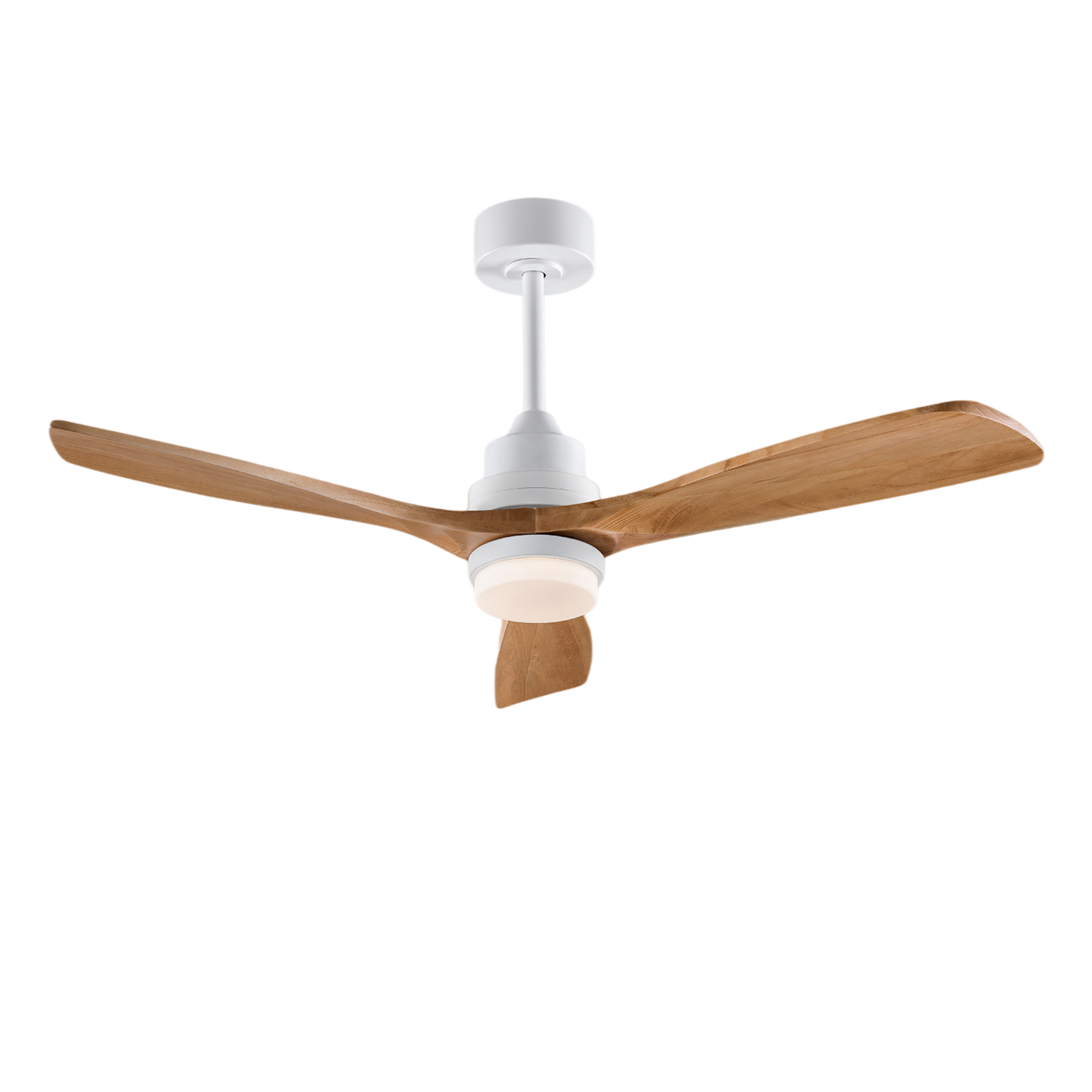 Deckenventilator 132 Cm Mit Licht Und Fernbedienung, Deckenlampe Mit Ventilator, Massivholzflügel, Modern Für Wohnzimmer Schlafzimmer - Weiß Und Eiche