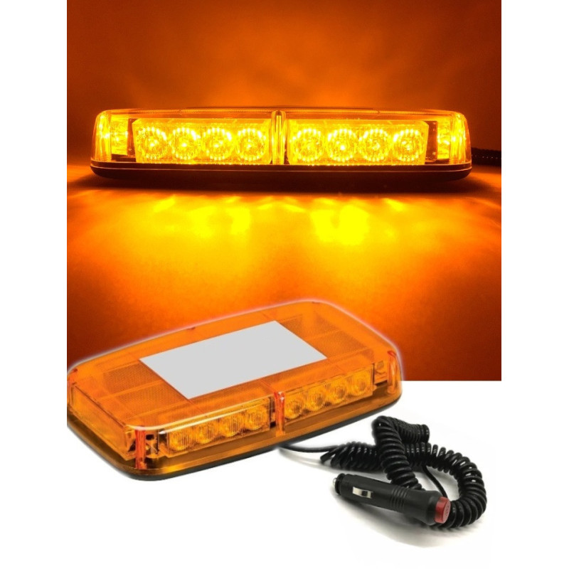 12v/24v Leistungsstarke Led-warnleuchte Mit Magnetfuß, 15 Modi, Orange Glas, Für Pannenhilfe-plattform
