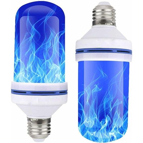 Pair 2er-pack E27 Led-flammenlampen, Blau Flackernd, 4 Leuchtmodi, Flammeneffekt-glühbirnen Für Halloween, Weihnachten, Zuhause, Hotel, Bar, Partydekoration