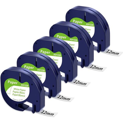 Pair Papierband Kompatibel Für Dymo Letratag Papierband 12 Mm X 4 M Schwarz Auf Weiß, Nachfüllpackung Dymo Letratag Lt-100h Lt-100t