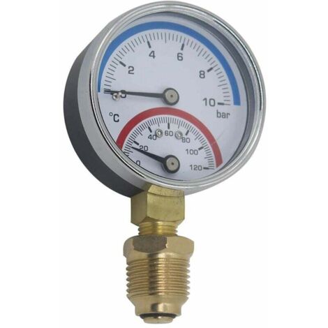 Pair 80-mm-thermometer Für Druck Und Temperatur, Heizkessel, Radialgewinde (80 Mm, 0–16 Bar, 1/4")