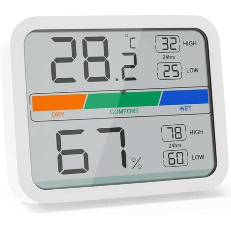 Pair Digitales Thermometer Mit Hygrometer Für Den Innenbereich, Temperatur- Und Feuchtigkeitsmonitor Mit ℉/℃-umrechnung, Anzeige Von Maximal- Und Minimalwerten Für Temperatur Und Luftfeuchtigkeit (wei
