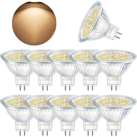 Pair Gu5.3 Led-lampe, Mr16 Led 12v 5w (entspricht 50w Halogenlampe), Warmweiß (3000k), Nicht Dimmbare Led-spotlampen, 10er-packung