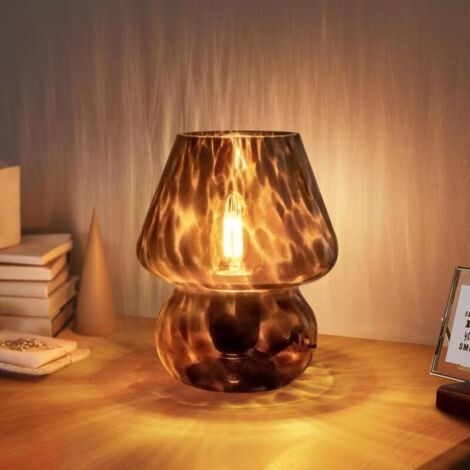 Pair Pilzlampe, Kleine Vintage-tischlampe Für Den Nachttisch, Durchscheinende Glas-nachttischlampe