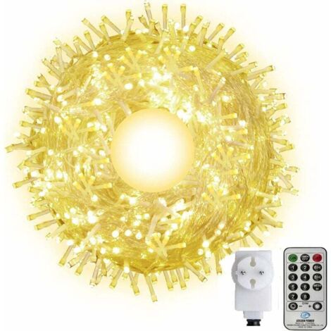 Pair 100 M Lange Lichterkette Für Den Außenbereich, Lange Weihnachtslichterkette Für Den Innenbereich Und Halloween-zwecke Mit Fernbedienung, Für Weihnachtsbaum, Haus, Schlafzimmer, Garten (warmweiß)