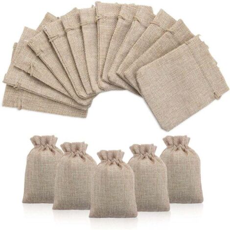 Pair 50 Jutebeutel Mit Kordelzug, Jute-geschenktüten Mit Kordelzug, Leinen-hanf-beutel, Stoffbeutel Mit Kordelzug Für Gastgeschenke, Lavendel, Adventskalender, Geschenk, 9 X 12 Cm
