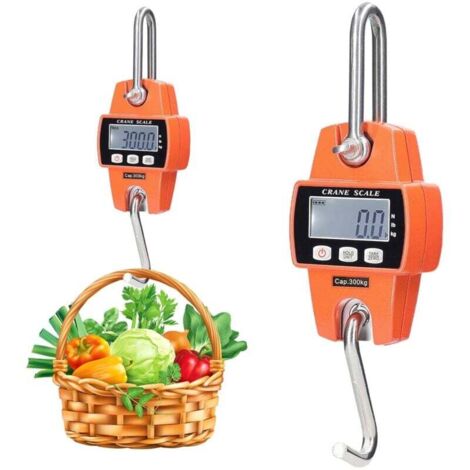 Pair Mini-digitalwaage Mit Kleinem Haken, 300 Kg/0,05 Kg Digitale Kranwaage, Hochpräzise Sensoren, Tragbare Elektronische Hängewaage Für Jagd, Landwirtschaft Im Freien Und Angeln (orange)
