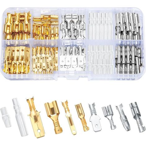 Pair 150-teiliges Kfz-elektrik-crimp-anschlussklemmen-set, 6,3 Mm, 4,8 Mm, 2,8 Mm Stecker Und Buchsen Für Motorrad, Auto, Roller, Boot, Elektrische Instrumente
