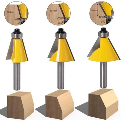 Pair 3-teiliges Set Mit 8-mm-schaft-fasen- Und Fasenwerkzeugen Für Die Holzbearbeitung (15 Grad + 22,5 Grad + 30 Grad)