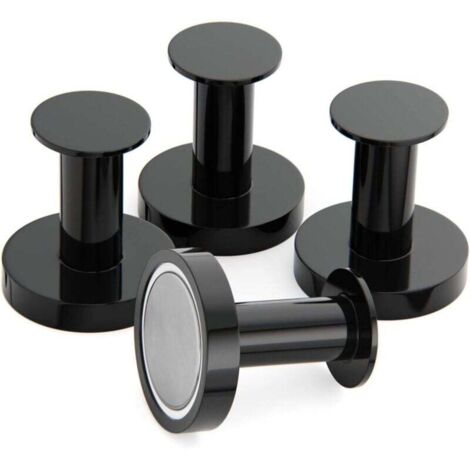 Pair Magnetische Garderobe, Magnethaken, 4 Extrem Starke Schwarze Wandhaken, Türgarderobe Mit Seltenem Neodym-metallmagneten, Kühlschranktürhaken