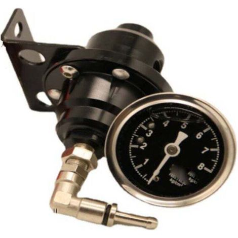 Pair Einstellbarer Kraftstoffdruckregler Aus Aluminiumlegierung, Einstellbarer Kfz-kraftstoffdruckregler Mit Manometer (schwarz)