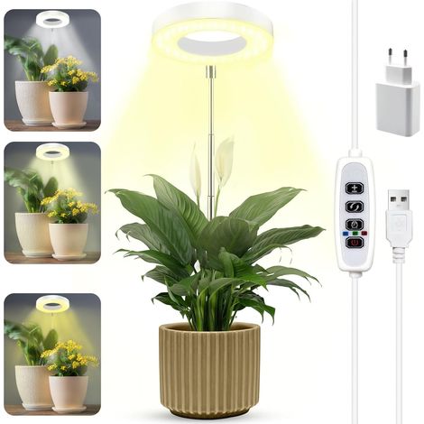 Pair 【pflanzenlampe Led】wachstumslampe Vollspektrum Mit 3/9/12h Timer ✩ 10 Helligkeitsstufen & 3 Modi ✩ Höhenverstellbar Für Zimmerpflanzen, Kräuter, Kleine Pflanzen Für Indoor-anzucht