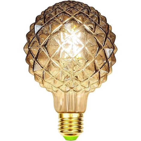 Pair Retro-led-filament-edison-glühbirnen 4w Rauchglas 220/240v E27 Kristall-dekorationsglühbirnen Art Deco G95 Kristall (ananas) [energieklasse D]