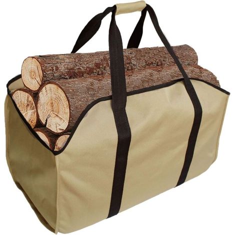 Pair Hochwertiger Brennholzsack Aus Polyester, Tragbarer Brennholzkorb, Faltbarer Kaminsack, Wasserdichter Kaminsack (khaki)