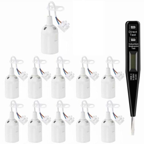 Pair 11 Stück E27 Weiße Fassung, E27 Renovierungsfassung, 250v 4a Lampenfassung Mit Kabel, Baustellenfassung, Bajonettadapter Für Led- Und Halogenlampen.