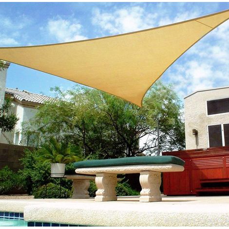 Voile D'Ombrage Triangulaire Beige Jaune 3 6x3 6x3 6m Ombrage Extérieur Cour Garten Auvent Anti Ultraviolet