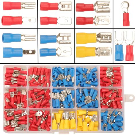 Pair 280pcs Cosses Électriques À Sertir, 15 Sortes Cosse Electrique Automobile Cosses Voiture, Cosse Male Femelle Assortiment Cosse Electrique Plate 2.8mm 4.8mm 6.3mm, Connecteurs Électriques Kit A Se