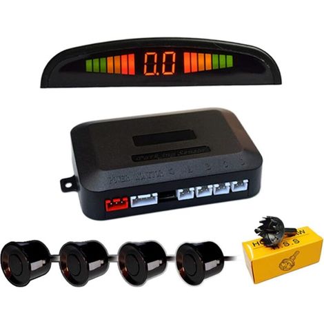 Pair Rückfahrsensoren, 4 Universelle Rückfahrsensoren Mit Led-farbanzeige, Rückfahr-warnsystem Mit Akustischem Alarm (schwarz)
