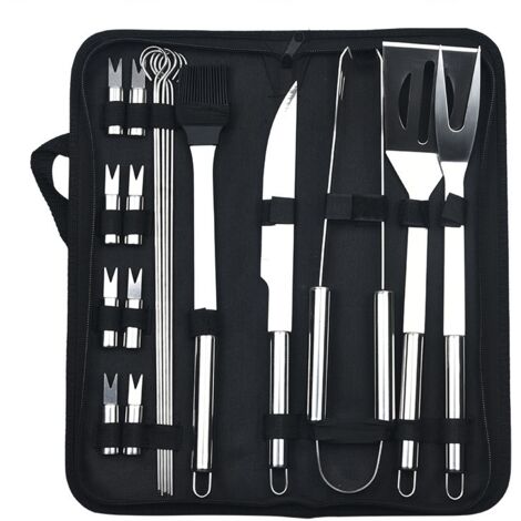 Pair Ensemble D'Outils De Barbecue, 20pcs Barbecue Ustensiles En Acier Inoxydable Pour Grillade Avec Boîte De Rangement/spatule/fourchette/pince/brochettes Et Pinceau Pour Extérieur/camping/jardin, St