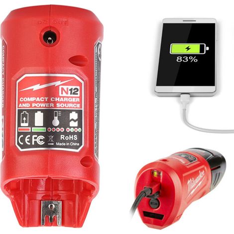 Pair Tragbares Usb-ladegerät Und Netzteil, Geeignet Für Milwaukee-1201 M12, 10 X 6,3 X 5 Cm