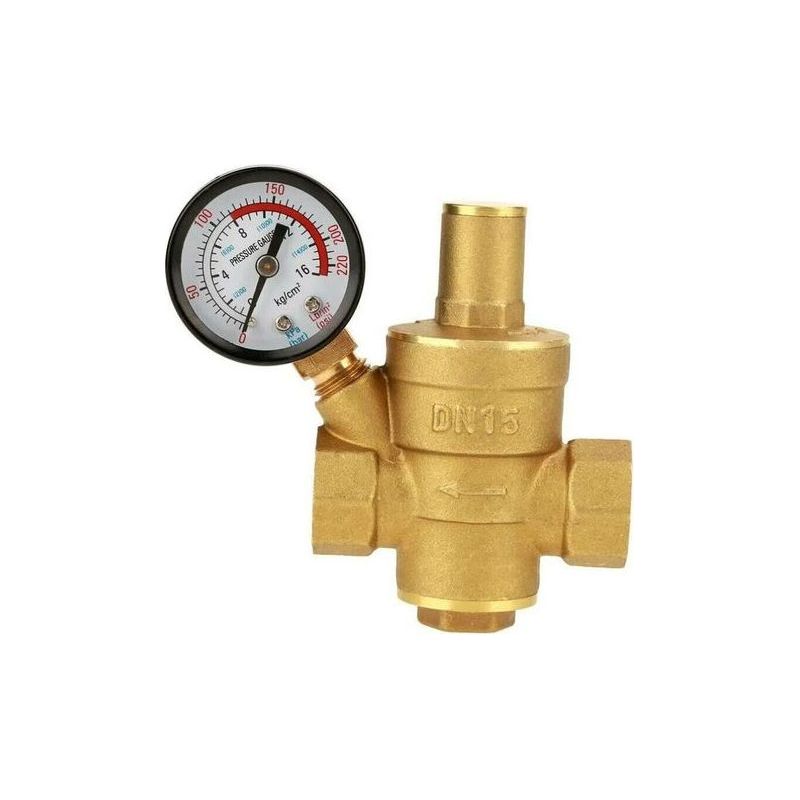 Paar Dn15 Wasserdruckminderer, Verstellbare Messing-wasserdruckminderer Mit Manometer Für Den Hausgebrauch (1 Stück)