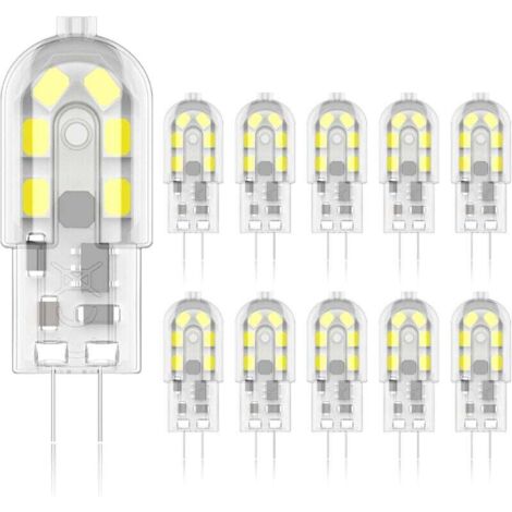 Pair G4 2w Led-lampe, Entspricht 20w Halogenlampe, Kaltweiß 6000k, 200lm, 12x Smd, 12v Ac/dc - 10er-pack [energieklasse A+]