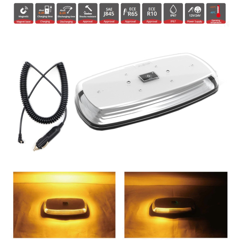 Kabellose Led‑blitz‑notfall‑warnleuchte (beacon) Mit Wiederaufladbarem Akku Und Magnet, 12v–24v