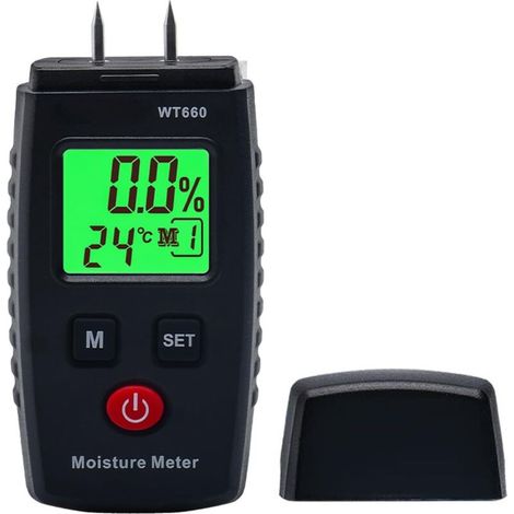 Pair Holzhygrometer, Kiefernholz-typ, Mit 7 Modi, Lcd-bildschirm Mit Hintergrundbeleuchtung, Schimmeldetektor Für Holz Und Baumaterialien.