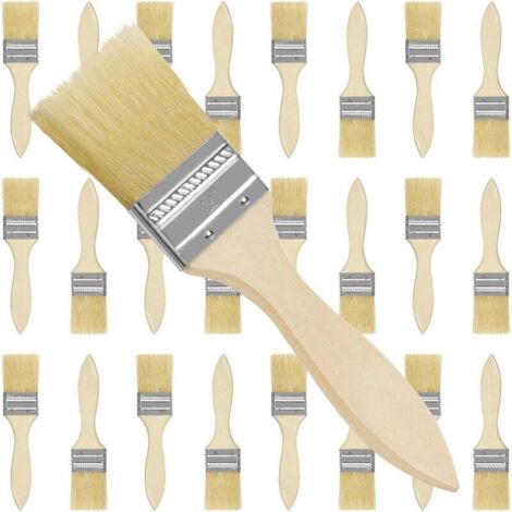 Pair Set Mit 24 5 Cm Langen Pinseln – Professionelle Holzpinsel Zum Malen, Beizen, Lackieren Und Kleben – Ideales Diy-pinselset Für Alle Bastelarbeiten