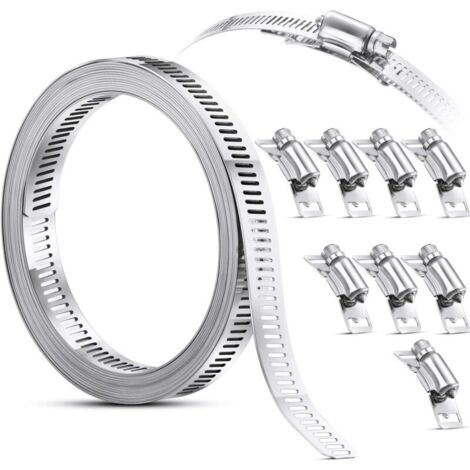 Pair Schlauchschellen, 3 M Diy-schlauchschellen Aus Edelstahl 304 Mit Perforiertem Metallband, Ausgestattet Mit 8 Befestigungselementen, Verstellbare Edelstahl-schlauchschellen, Geeignet Für Garten, P
