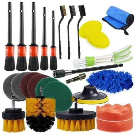 Pair 26 Pièces Brosse De Nettoyage Pour Perceuse, Kit Nettoyage Voiture Interieur, Brosse De Jantes, Pour Surfaces De Salle De Bain, Sol, Baignoire, Auto, Ensoleillé