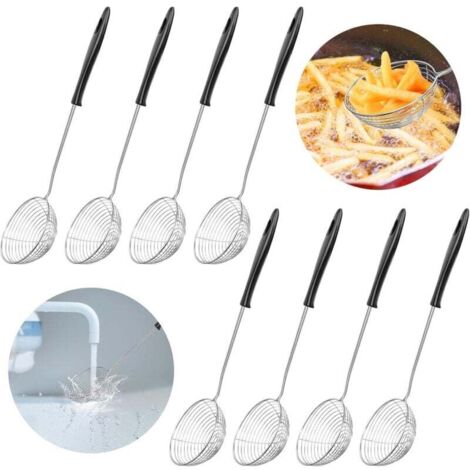 Pair 8-teiliges Fondue-sieb, Schaumkelle Aus Edelstahl Mit Langem Griff, Chinesisches Fondue-sieb Für Suppe, Chinesisches Fondue, Bubble Tea (durchmesser: 8 Cm, Länge: 29,5 Cm)