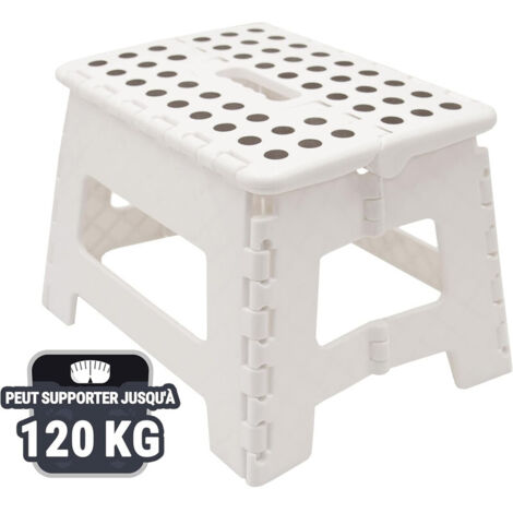Pair Rutschfester Klapphocker – Leichter Tritthocker Für Kinder Und Erwachsene, Küche, Bad, Garten – Kunststoff – Belastbar Bis 280 Kg – Mit Griff – Weiß – Kleine Größe