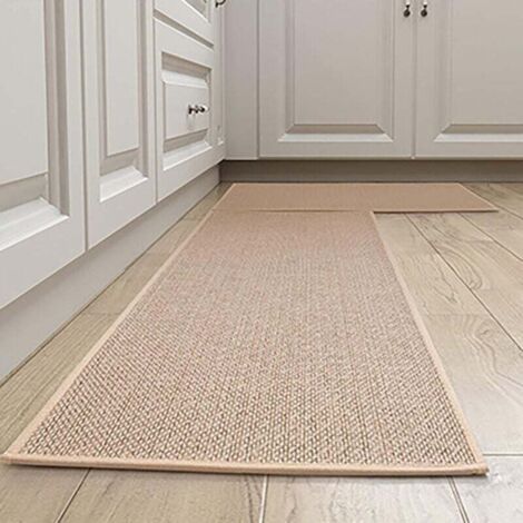 Pair Waschbare, Rutschfeste Küchenmatte Aus Gummi Für Den Bereich Vor Der Spüle, Jute-farbe (2 Stück, 44x75cm + 44x120cm)