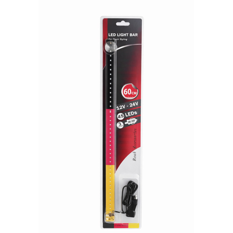Leuchtender Led-bar 60 Cm, 45 Leds, 12v - 24v, Schwarz-rot-gelb, De Deutschland Flagge