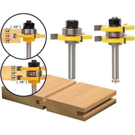 Pair Nut- Und Federmesser-set, Sortiertes Nut- Und Federmesser-set Mit 8-mm-schaft, 3-schneidiges T-messer Für Heimwerker-holzbearbeitungswerkzeuge -