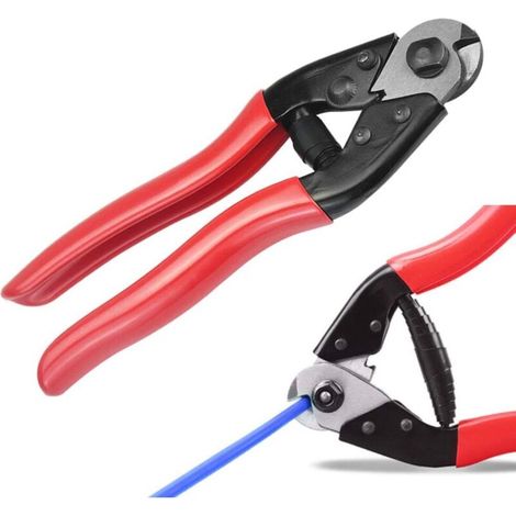 Pair Multifunktions-kabelschneider, 9-mm-stahl-fahrradkabelschneider, Ratschen-kabelschneider, Robuster Kabelschneider Mit Rotem Griff, Fahrradreparaturwerkzeug