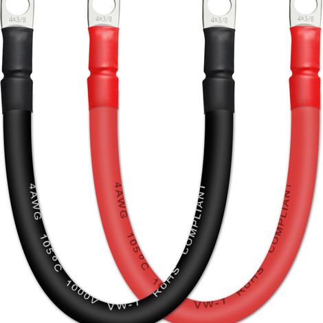 Pair Con Terminal De Cobre Para Automóvil Y Barco, Cable De Alta Corriente, Línea De Conexión De Batería, Cuadrado 4awg20, Un Par
