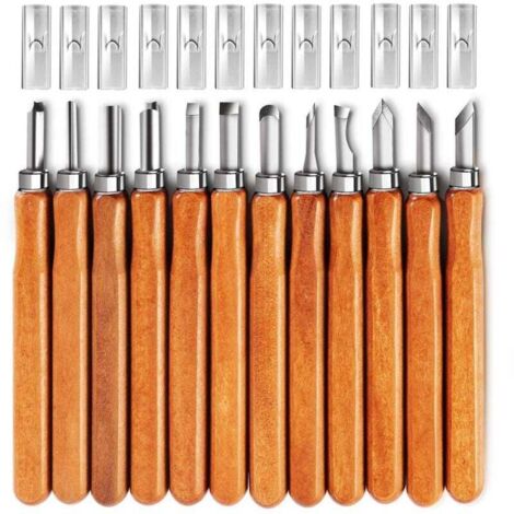 Pair Set Mit 12 Sk5 Holzschnitzmessern Zum Schnitzen Von Geschenken, Kürbissen Und Anderen Holzarbeiten Geeignet Für Anfänger Und Profis.