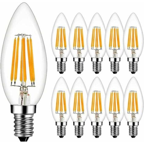 Pair E14 6w Led-filament-flammenlampen (entspricht 60w) Warmweiß 2700k 600lm E14 Led-lampe Kerzenform Nicht Dimmbar Led-filament-kerzenflammenlampe 10er-pack [energieklasse A++]